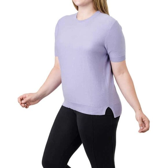 NEW Kersh Ottoman Silk Blend Short Sleeved Sweater | Lilac - Picture 2 of 8